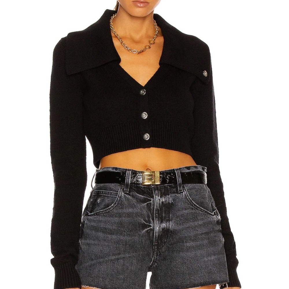 NEW Helmut Lang Tucked Cropped Cardigan Balck